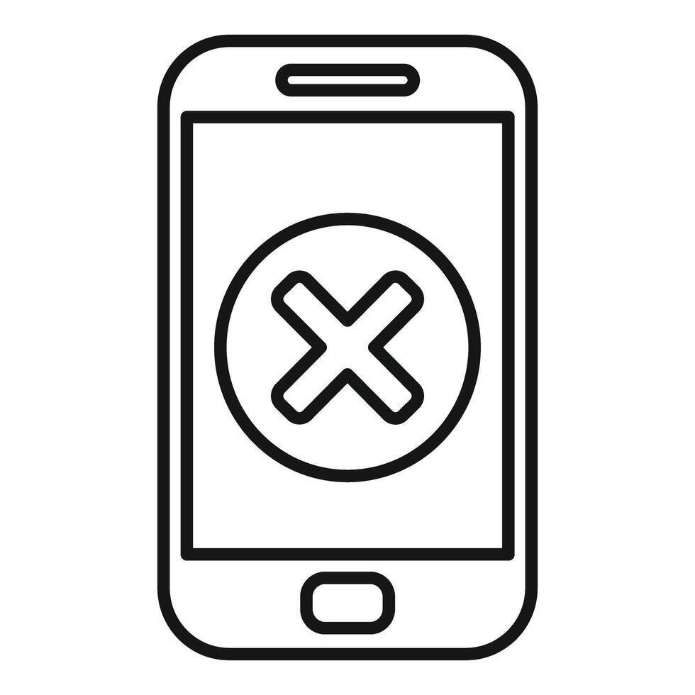 Smartphone displaying cross mark icon for error message vector