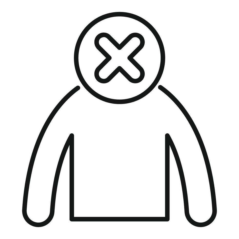 Person standing with crossed out face showing disagreement vector