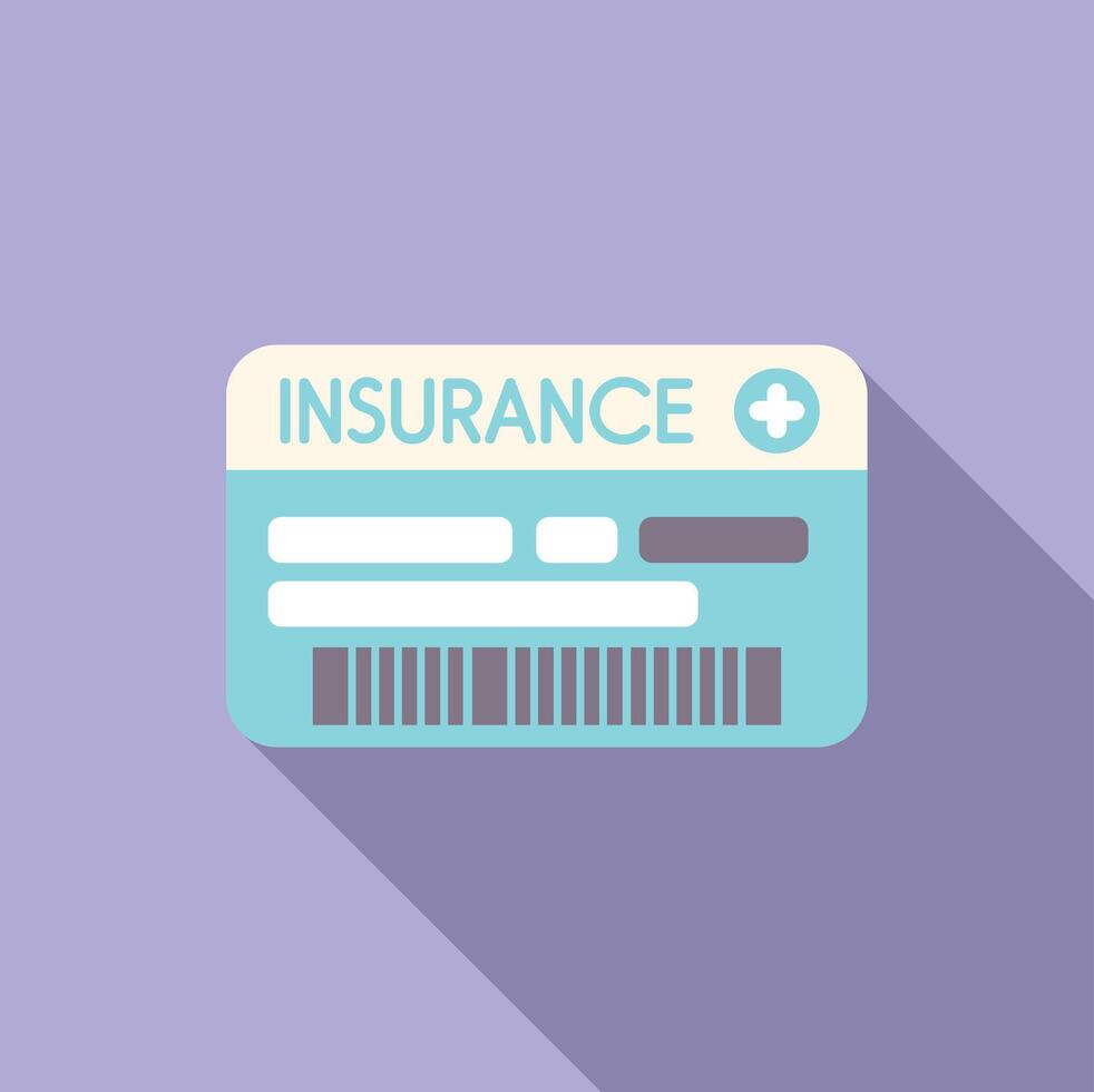 Health insurance card lying on purple background with long shadow vector