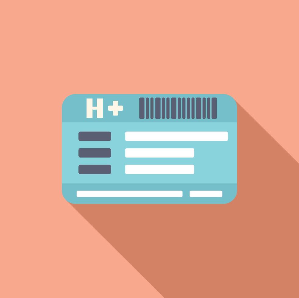 Medical insurance card lying on table with barcode and plus sign vector