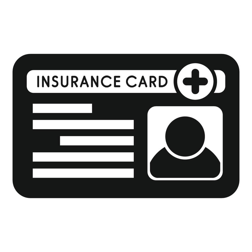 Insurance card icon showing medical coverage or health plan vector
