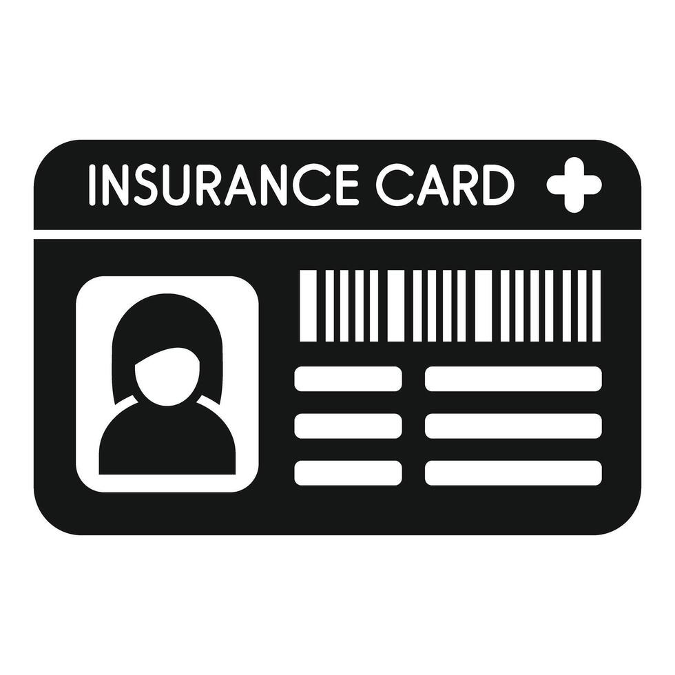 Insurance card icon showing medical coverage and health vector