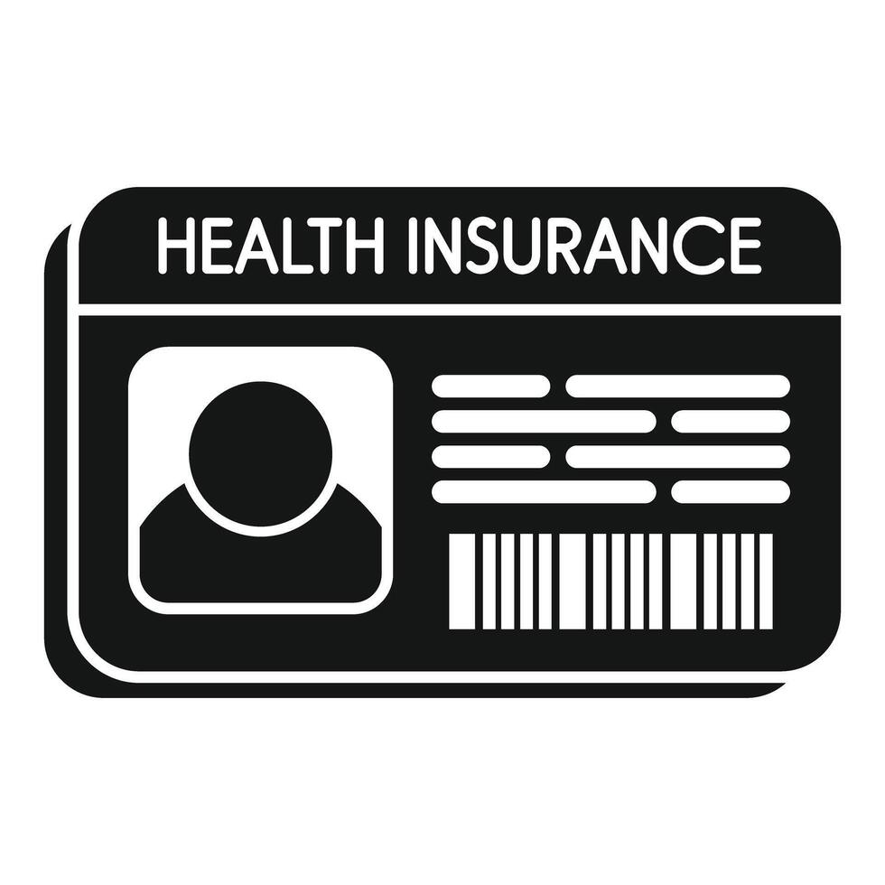 Black health insurance card icon showing medical security vector