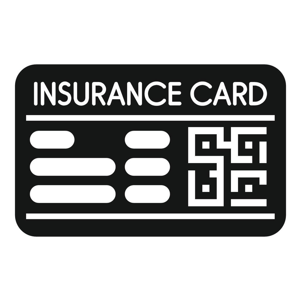 Black insurance card icon showing qr code vector