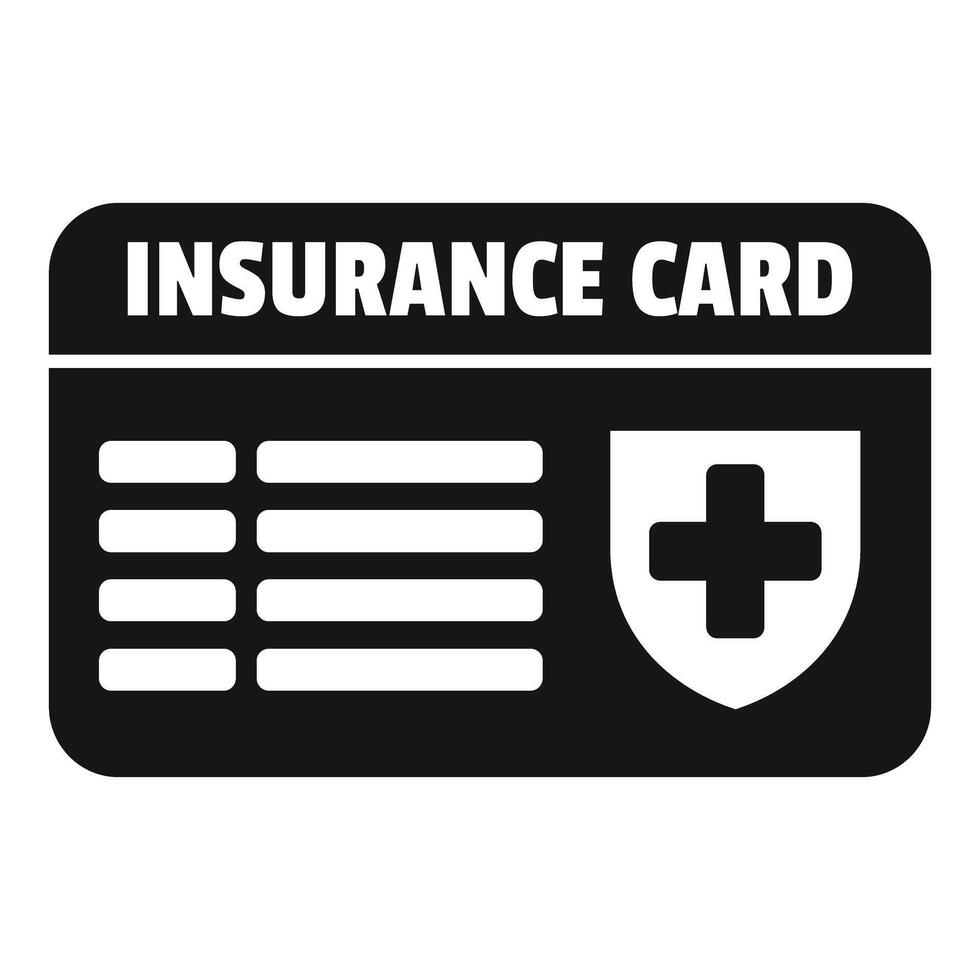 Insurance card icon showing health coverage and medical protection vector