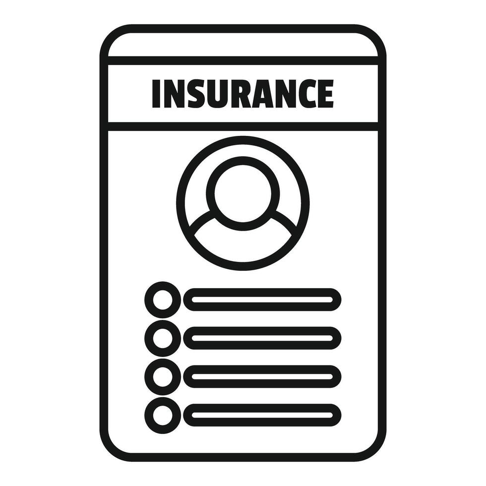 Insurance policy card with user profile information displaying vector