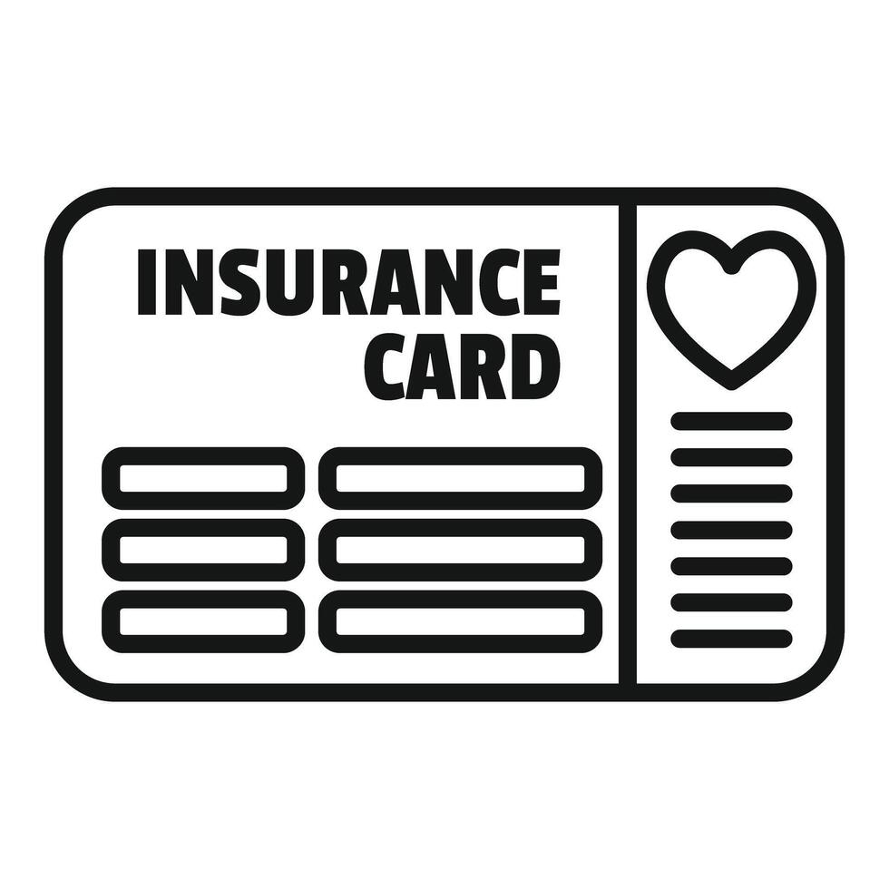 Insurance card icon representing health coverage and medical costs vector