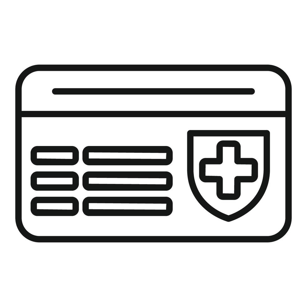 Medical insurance card icon showing health coverage and protection vector