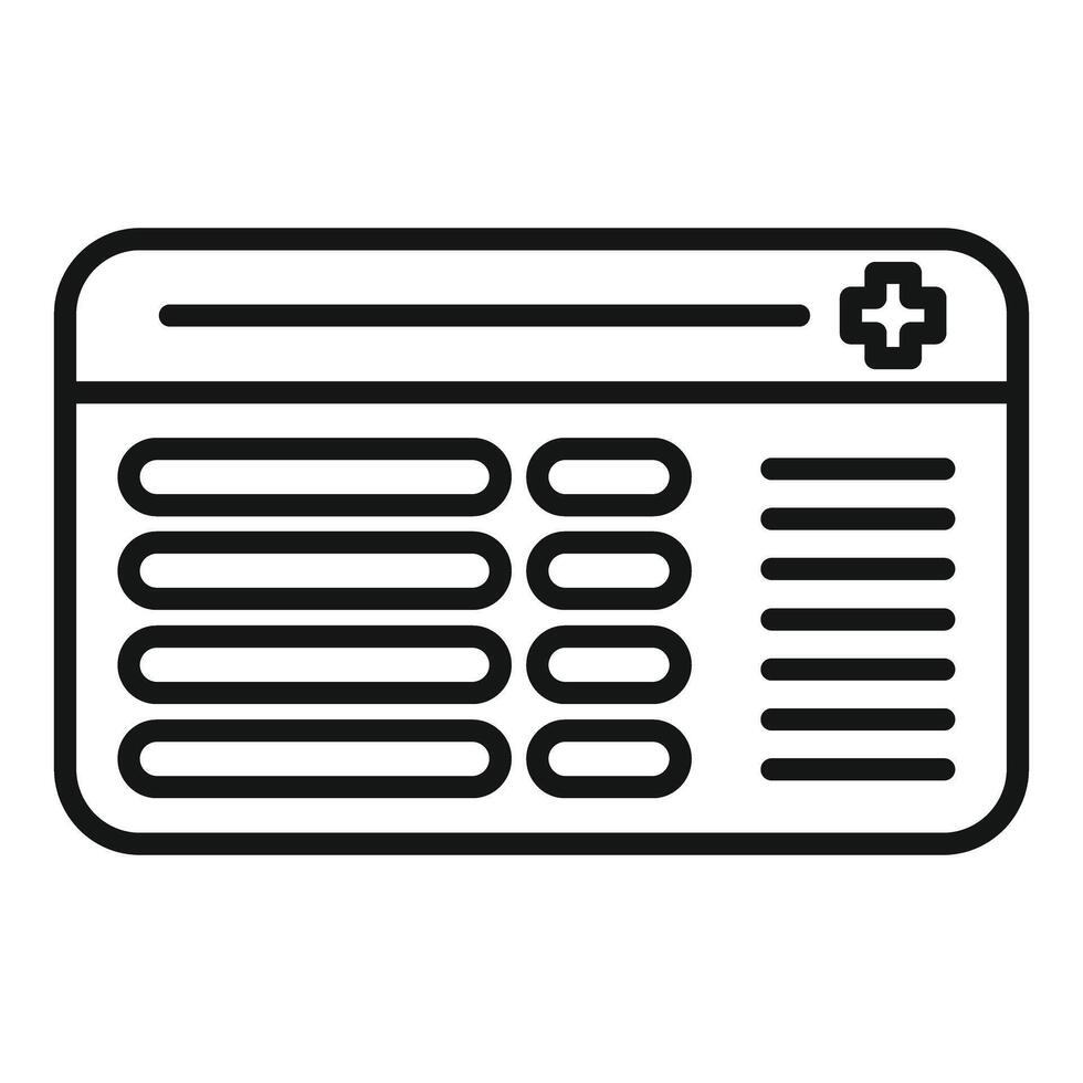 Medical record icon showing patient data with cross symbol vector
