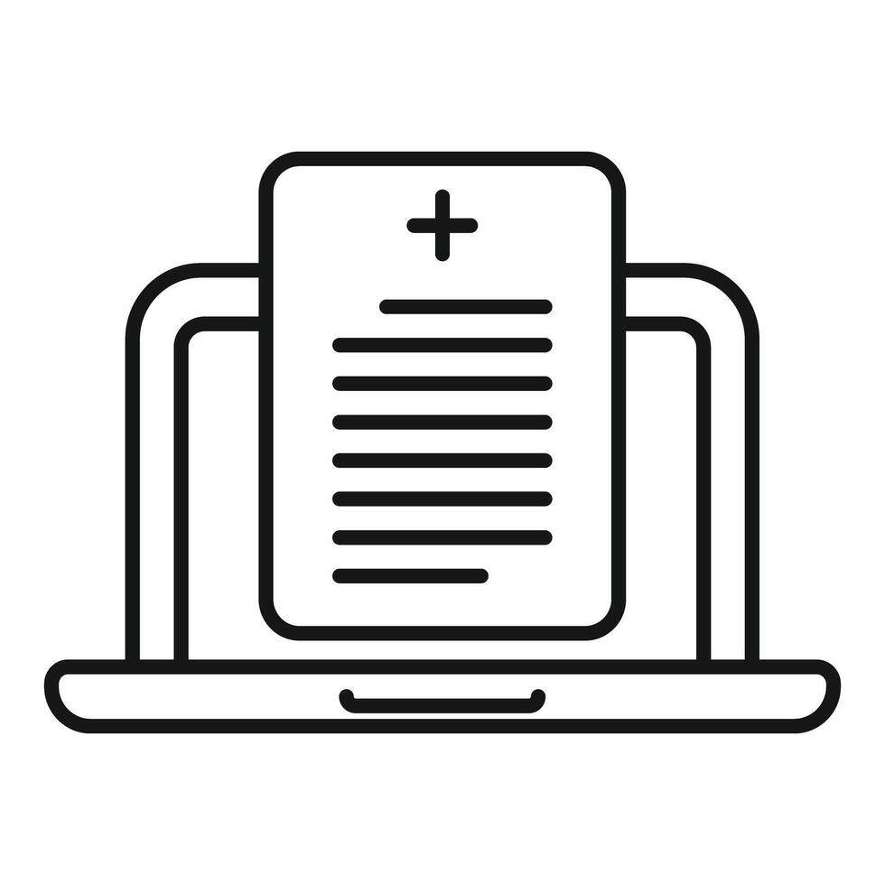 Online medical report displaying on laptop screen vector