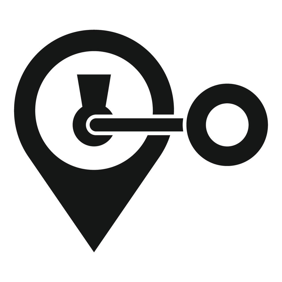 Location pin showing time management with clock and keyhole vector