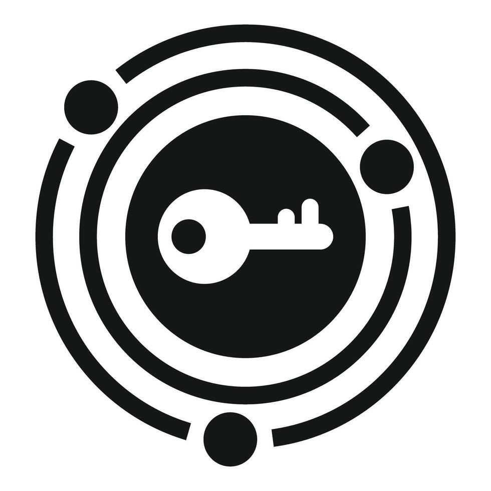 Global security system presenting key icon in circle with lines and dots vector