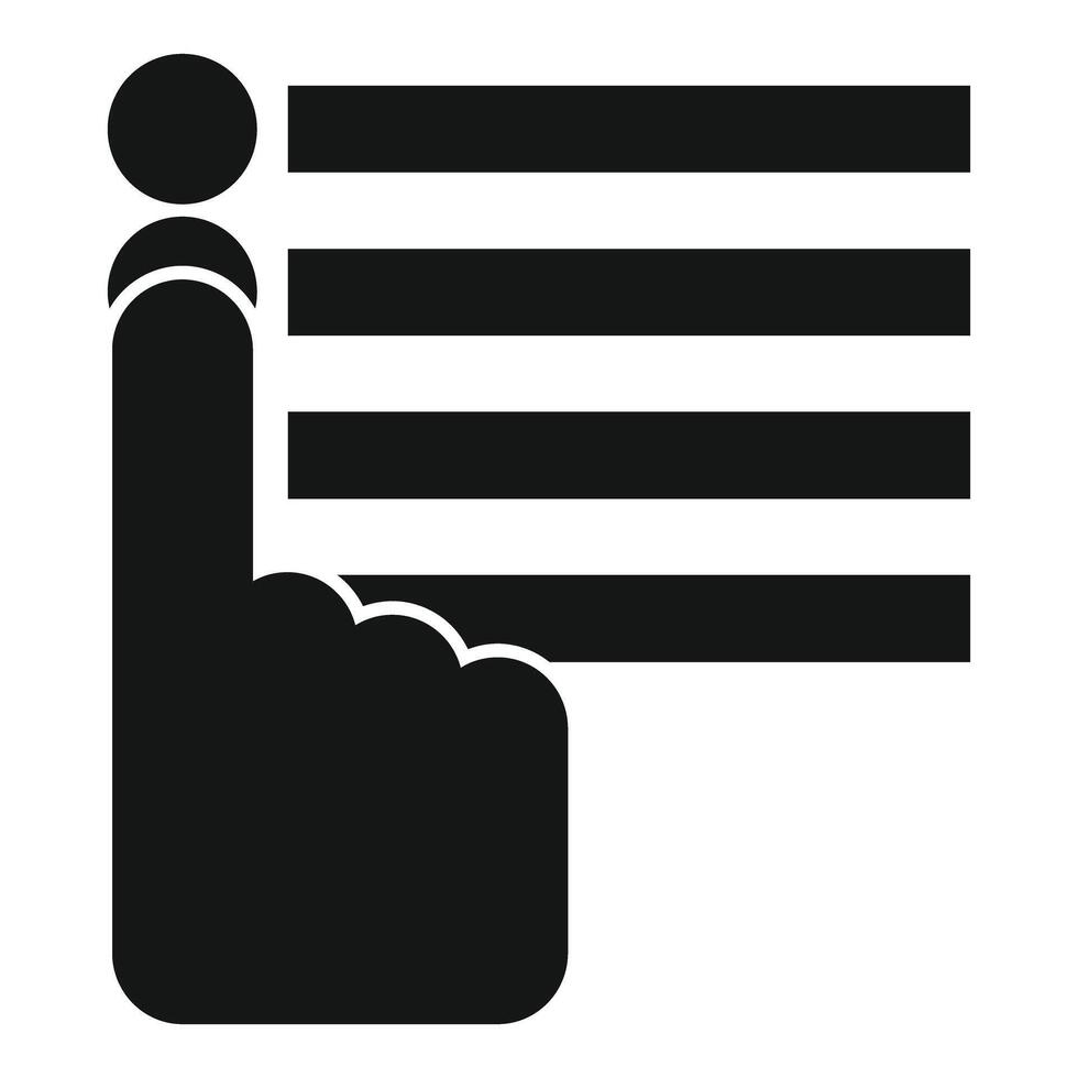 Human hand pointing at first item in a list icon vector