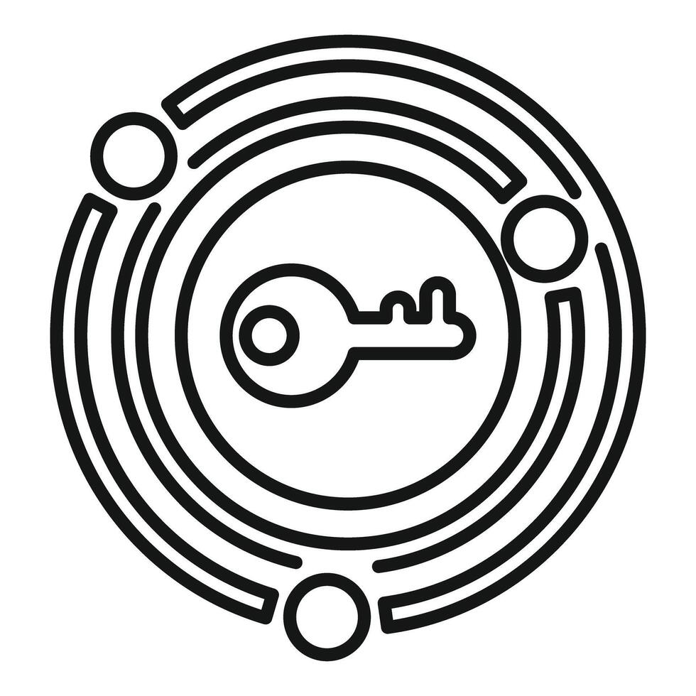 Key shape inside abstract circle forming a secure logo vector