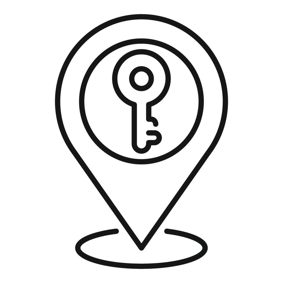 Location pin pointing key icon showing secret place vector