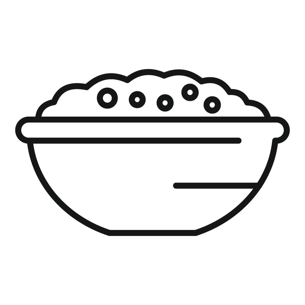 Bowl of porridge oatmeal breakfast food icon line style vector