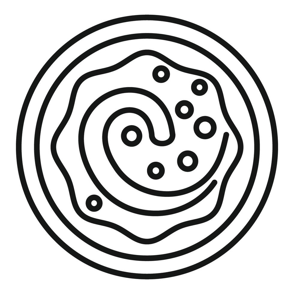 Round plate with spiral pattern filled with bubbles icon outline style vector
