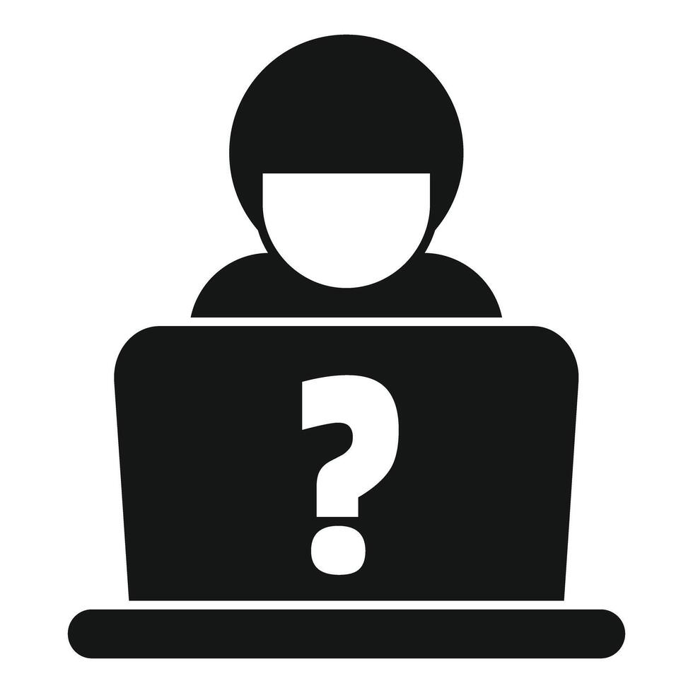 Hacker using laptop with question mark icon vector