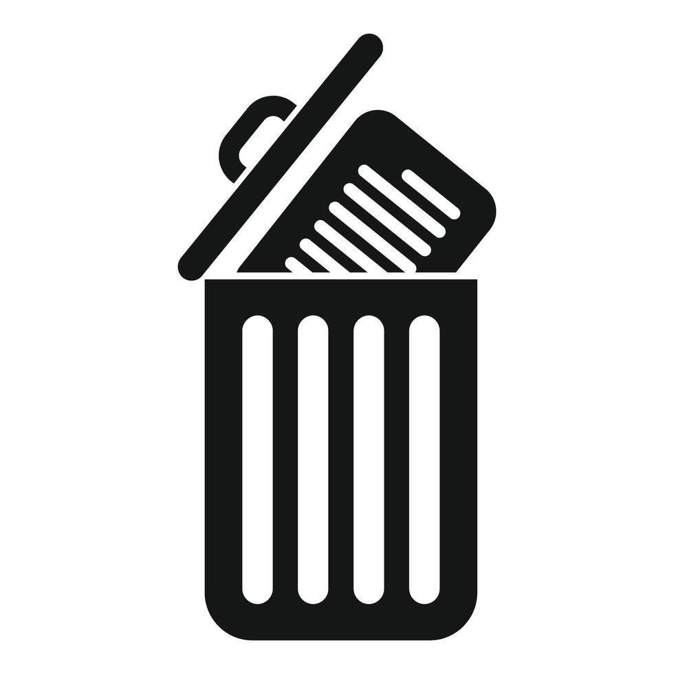Open trash can throwing away document icon vector