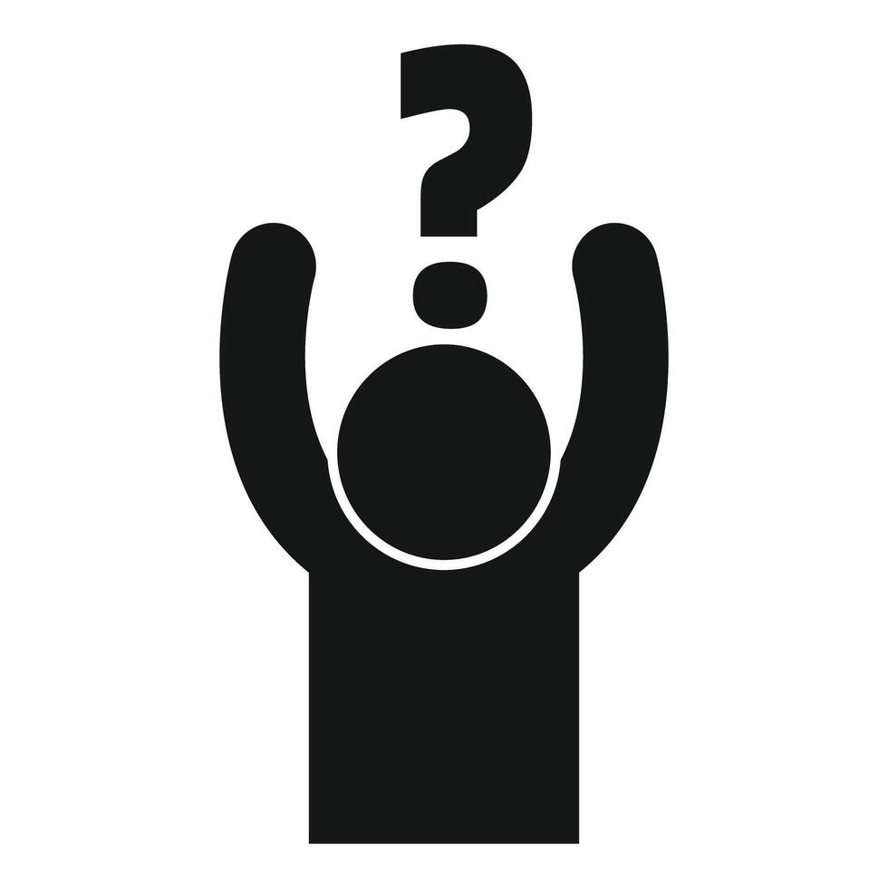 Person raising arms with question mark above head vector
