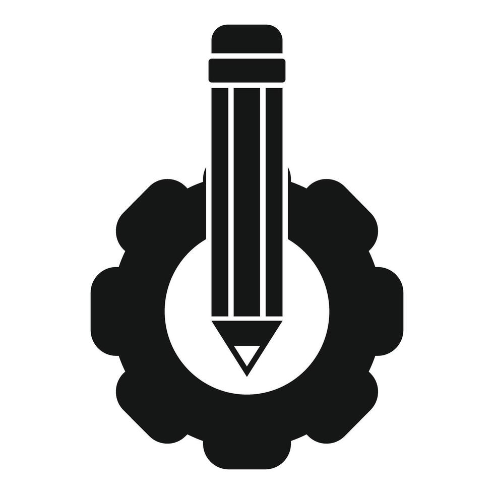 Pencil standing in the center of a cogwheel symbolizing creative industry vector