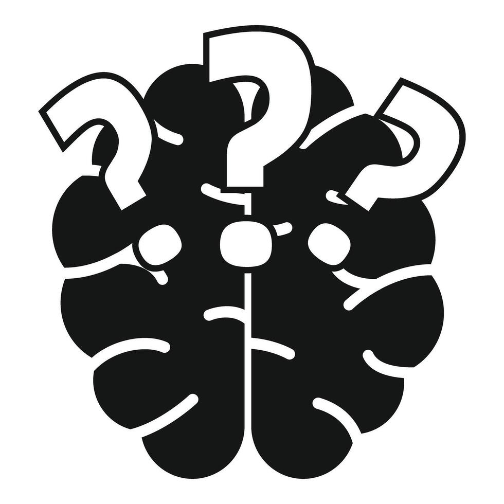 Human brain surrounded by question marks thinking about problems vector