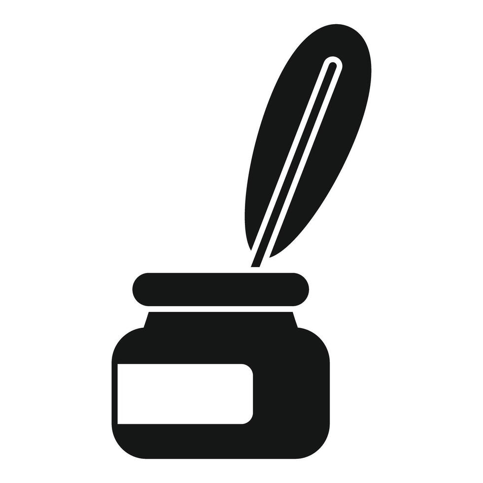 Feather pen dipping into inkwell for writing and creativity vector