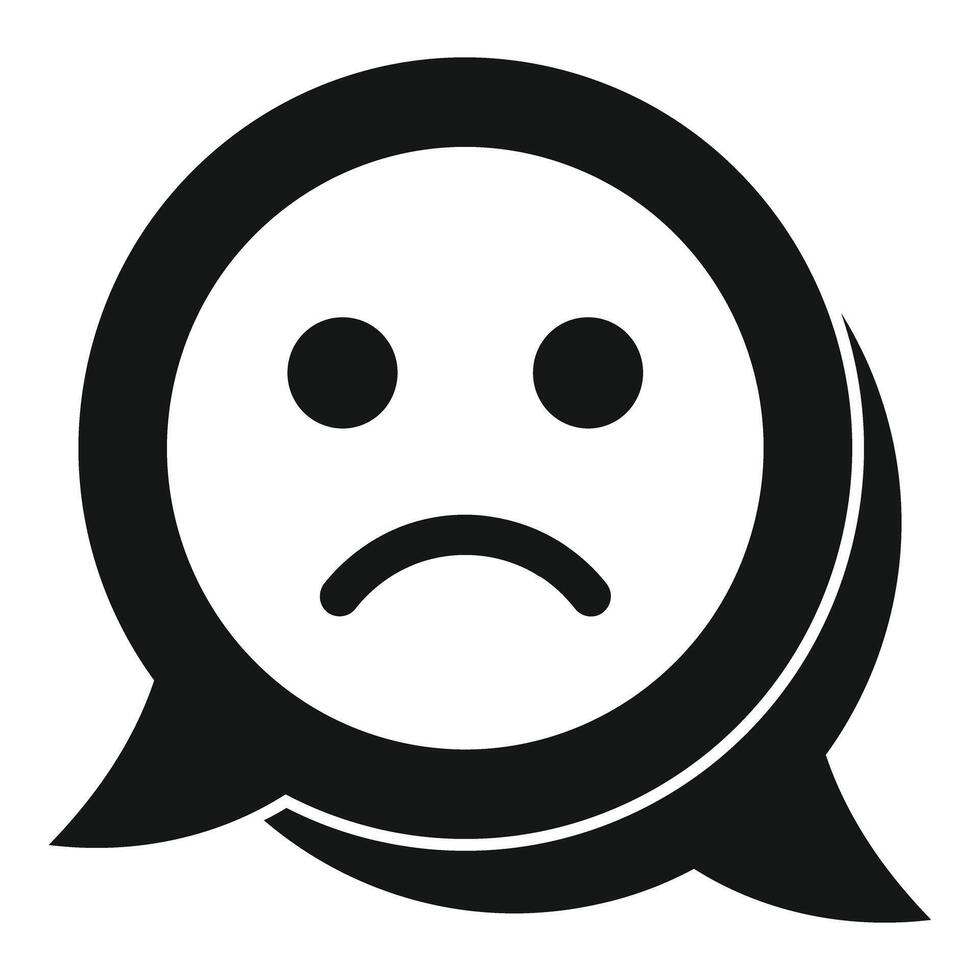 Speech balloon showing a sad face emoticon vector