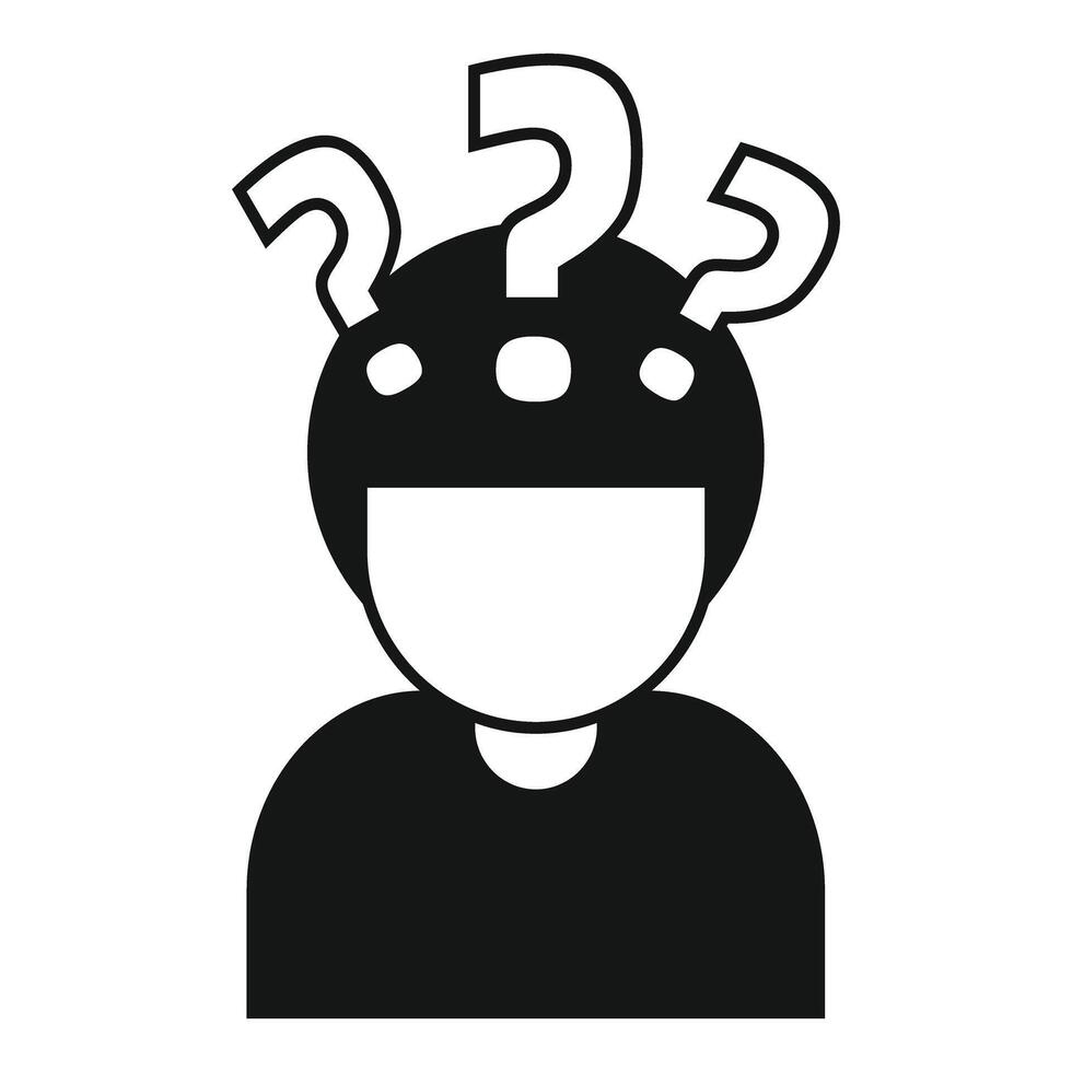 Young man having many questions with question marks over his head vector