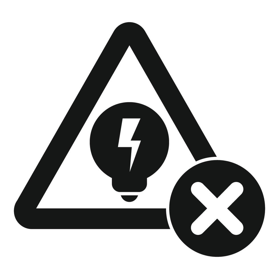 No electricity symbol showing light bulb with lightning bolt inside triangle vector