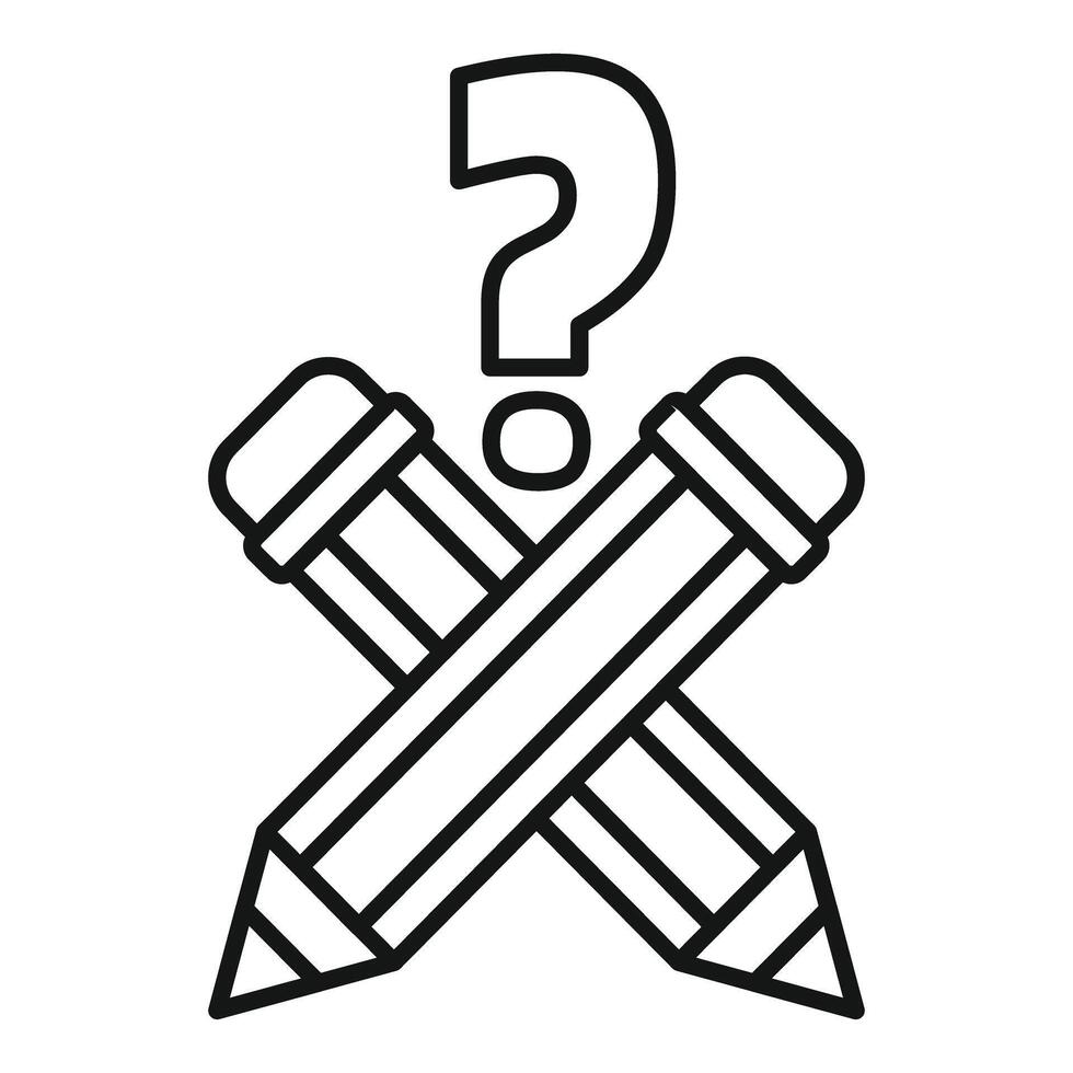 Two pencils are crossing each other with a question mark above them vector