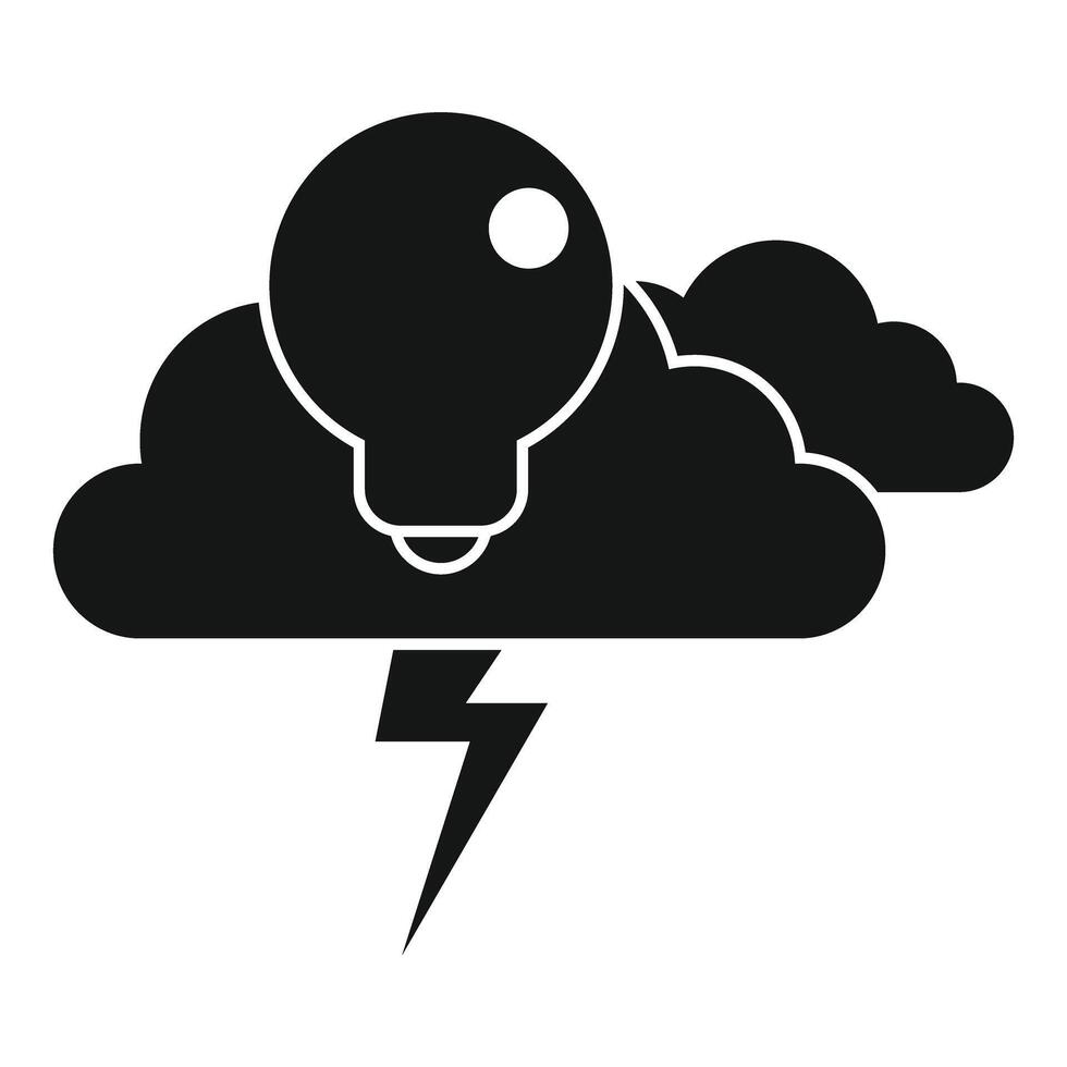 Light bulb floating on cloud with lightning bolt striking down brainstorming concept vector
