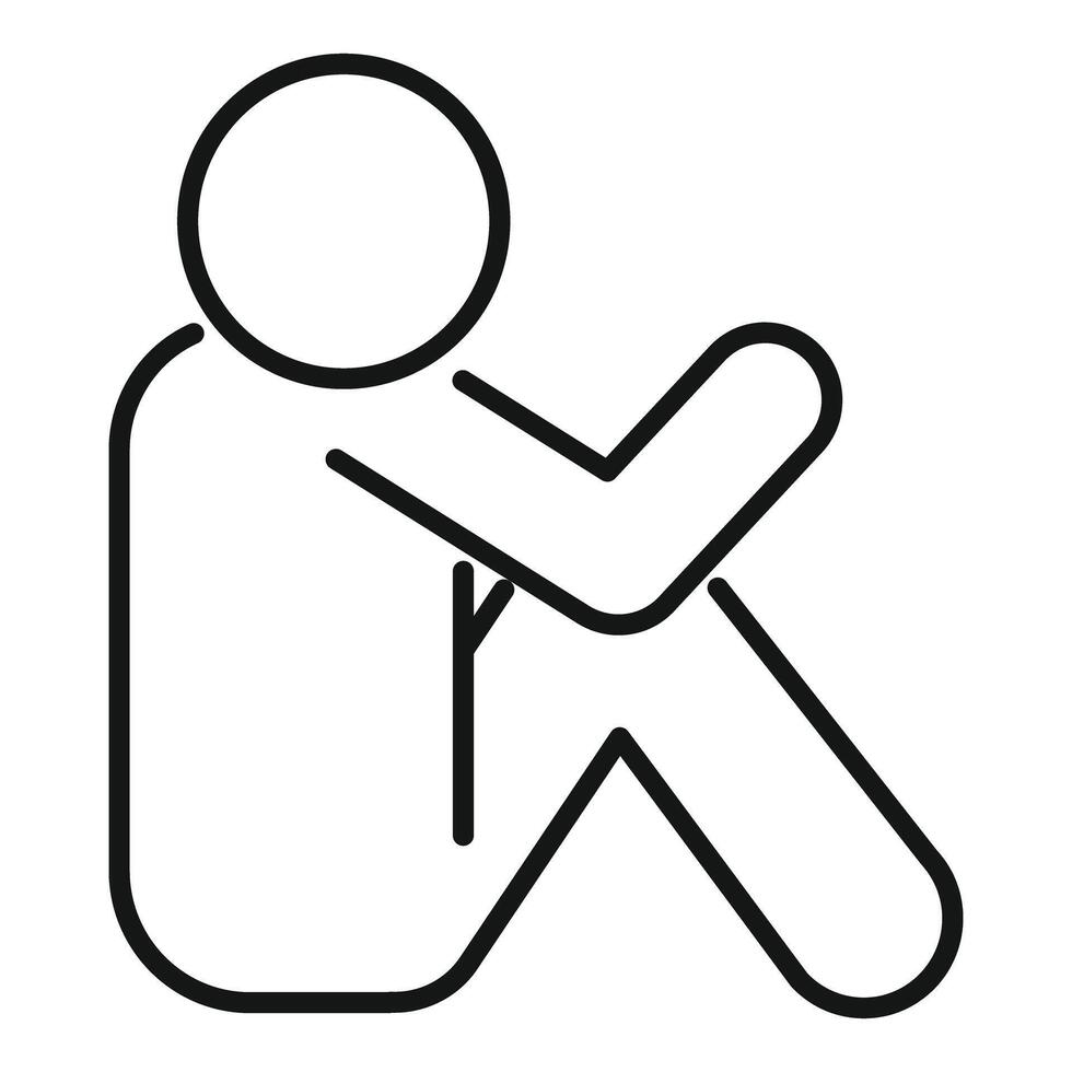 Lonely person sitting down hugging knees icon vector
