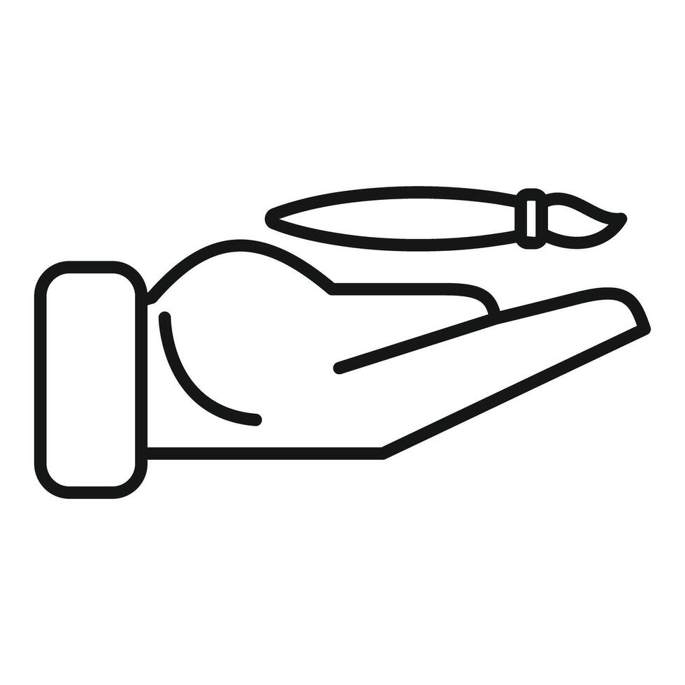 Hand holding paint brush drawing creativity icon vector