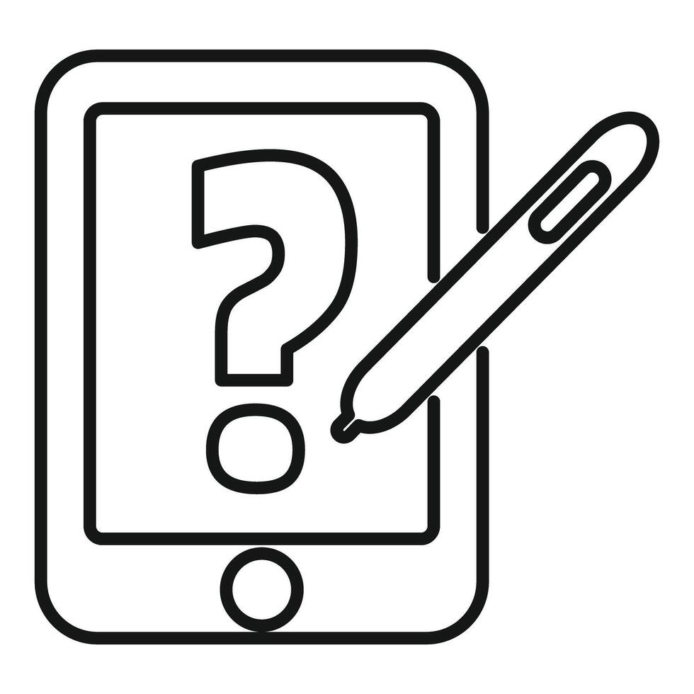 Stylus pen drawing question mark on mobile phone screen vector