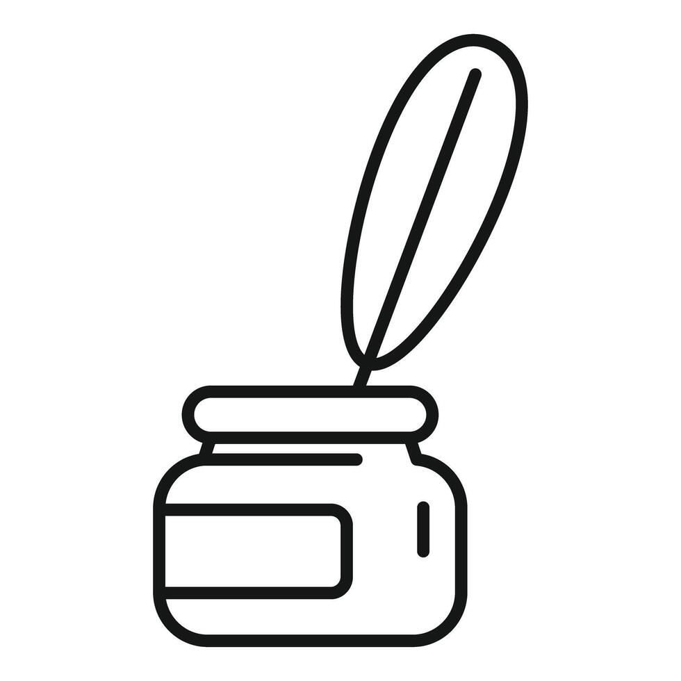 Inkwell with feather pen for writing and creativity vector