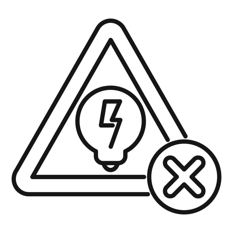 Black out warning sign with light bulb and cross mark icon vector