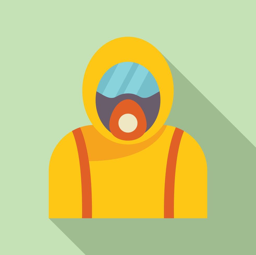 Scientist wearing yellow hazmat suit and gas mask for protection vector