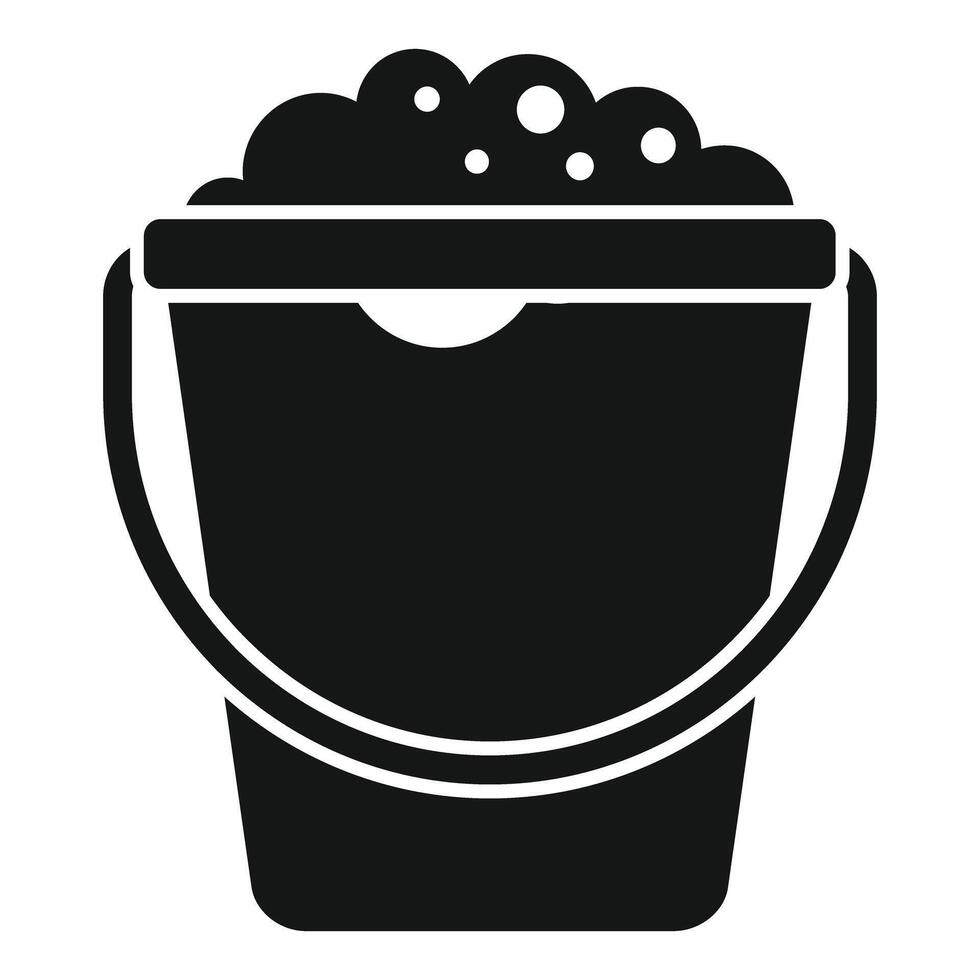 Black bucket filled with soapy water for cleaning vector