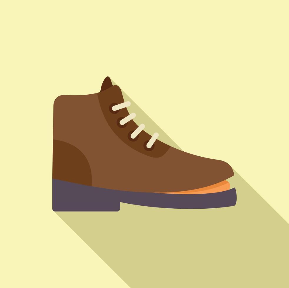Brown leather boot standing on one foot with long shadow vector