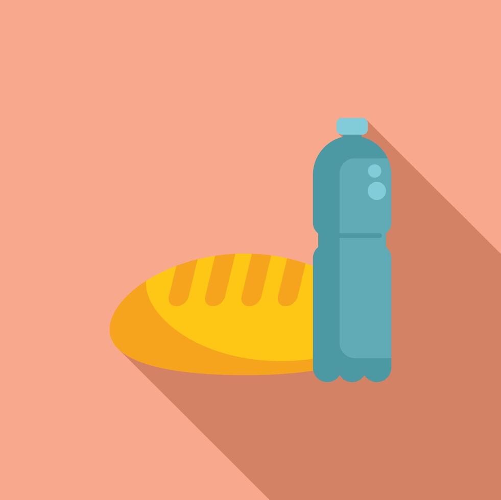 Loaf of bread and bottle of water representing basic food donation vector