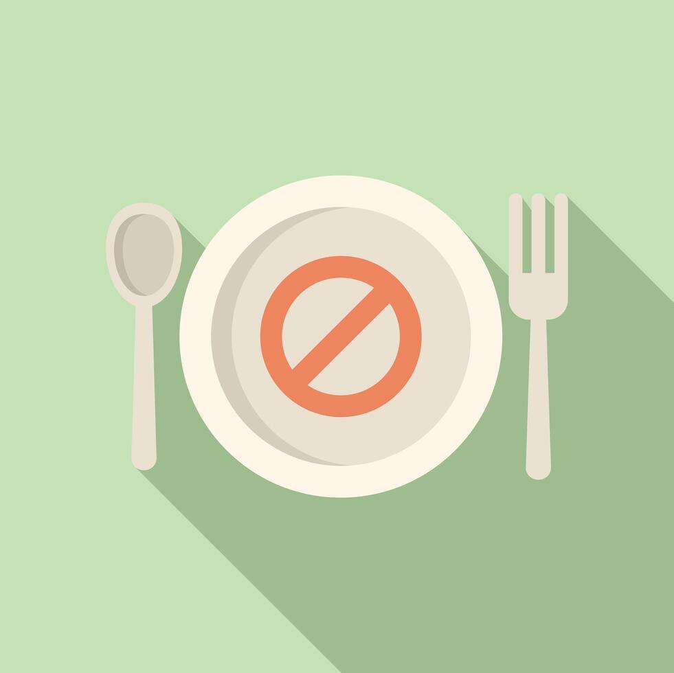 Empty plate with forbidden symbol showing intermittent fasting concept vector