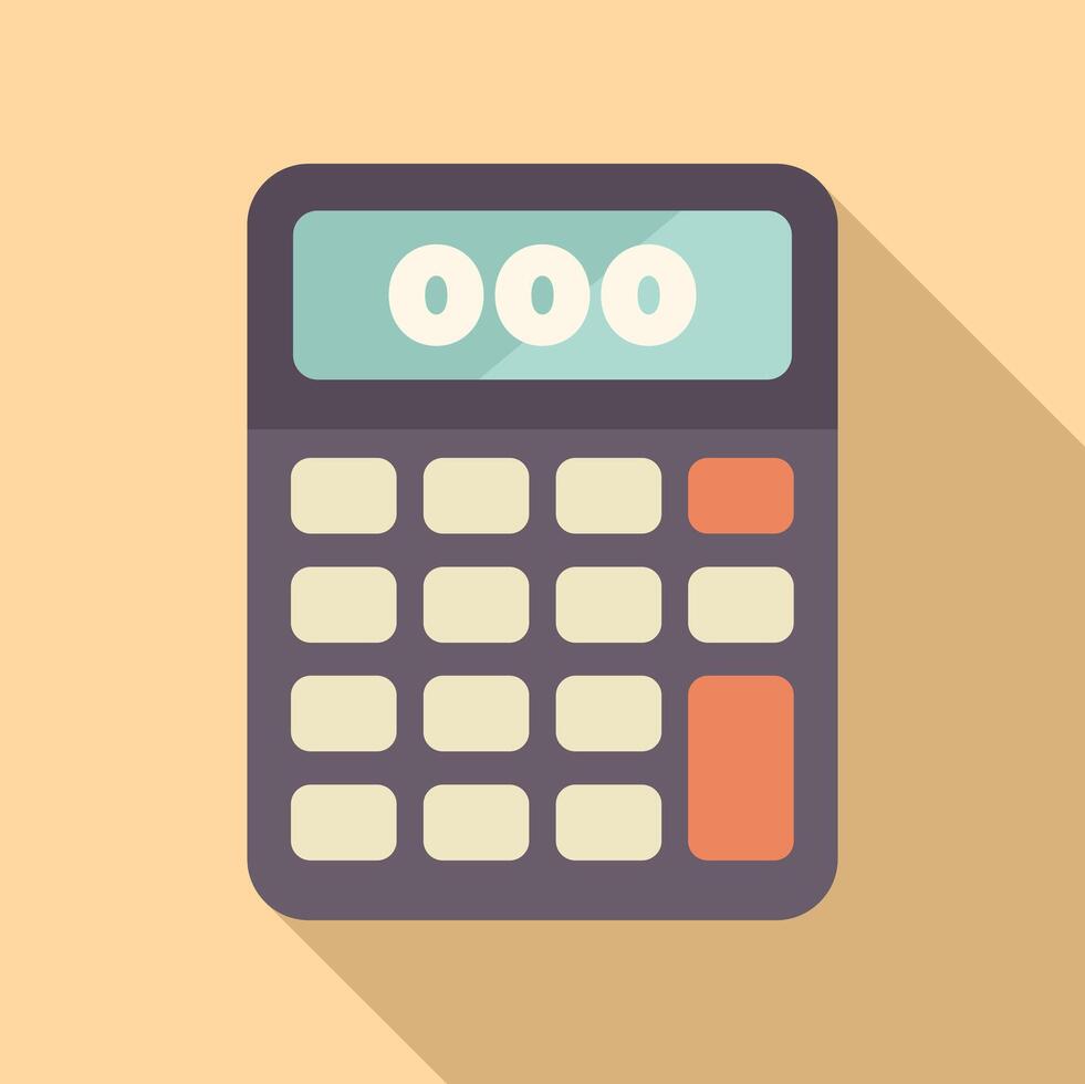Electronic calculator displaying three zeroes flat design icon vector