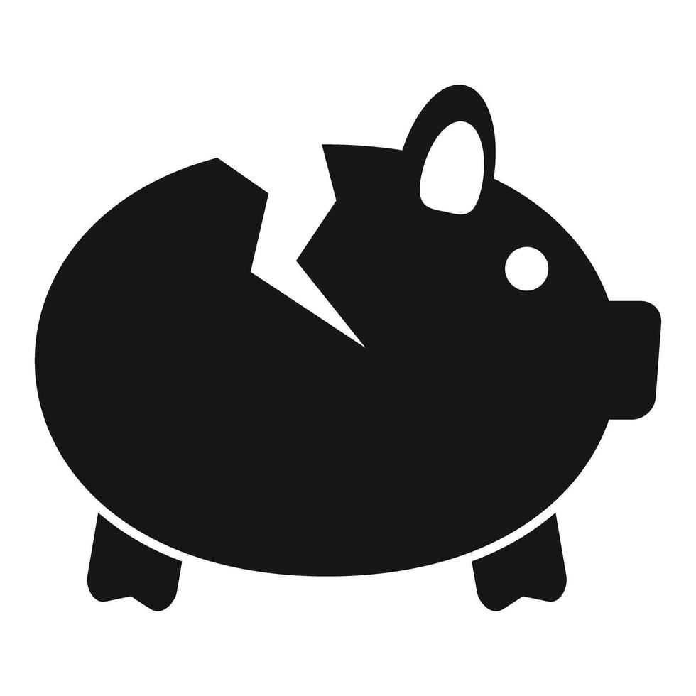 Broken piggy bank symbolizing financial loss and bankruptcy vector
