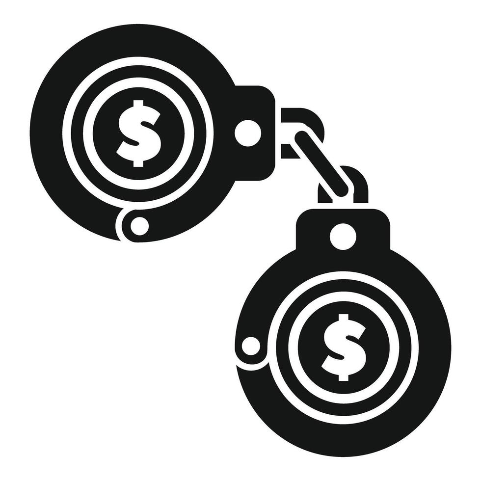 Money laundering concept with handcuffs locked on dollar coin vector