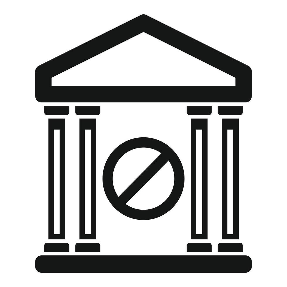 Bank building with stop sign denying access icon vector