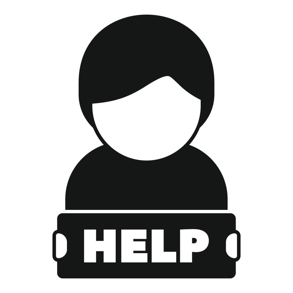 Person holding sign asking for help icon vector