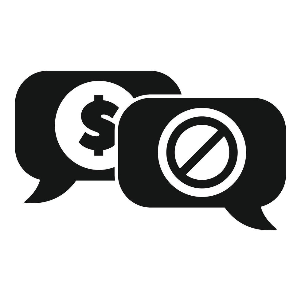Black and white icon of two speech bubbles representing a concept of corruption vector