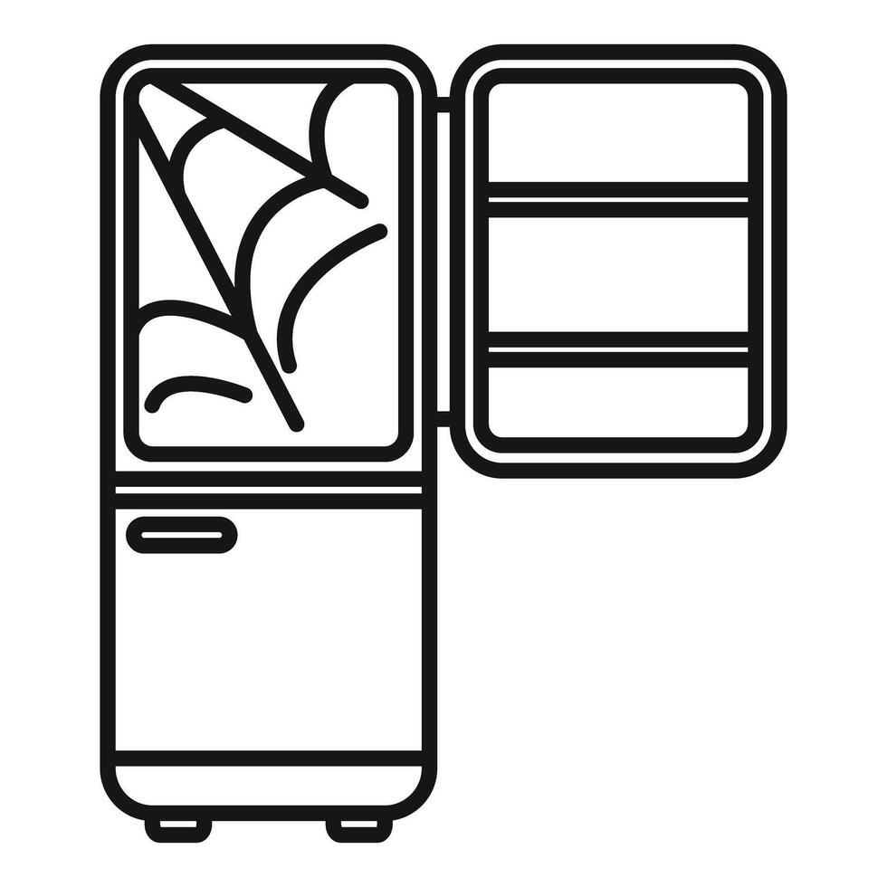 Empty refrigerator with cobwebs representing hunger or food shortage vector