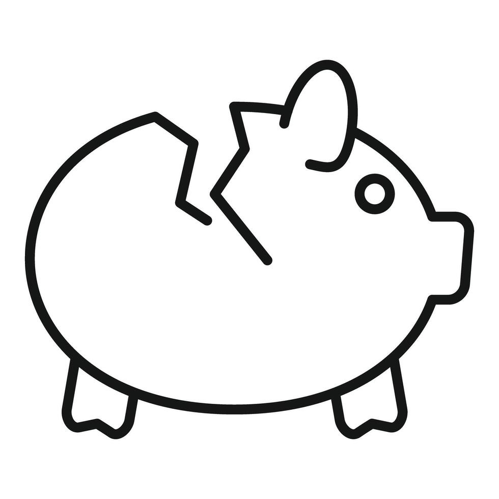 Broken piggy bank representing financial crisis concept vector